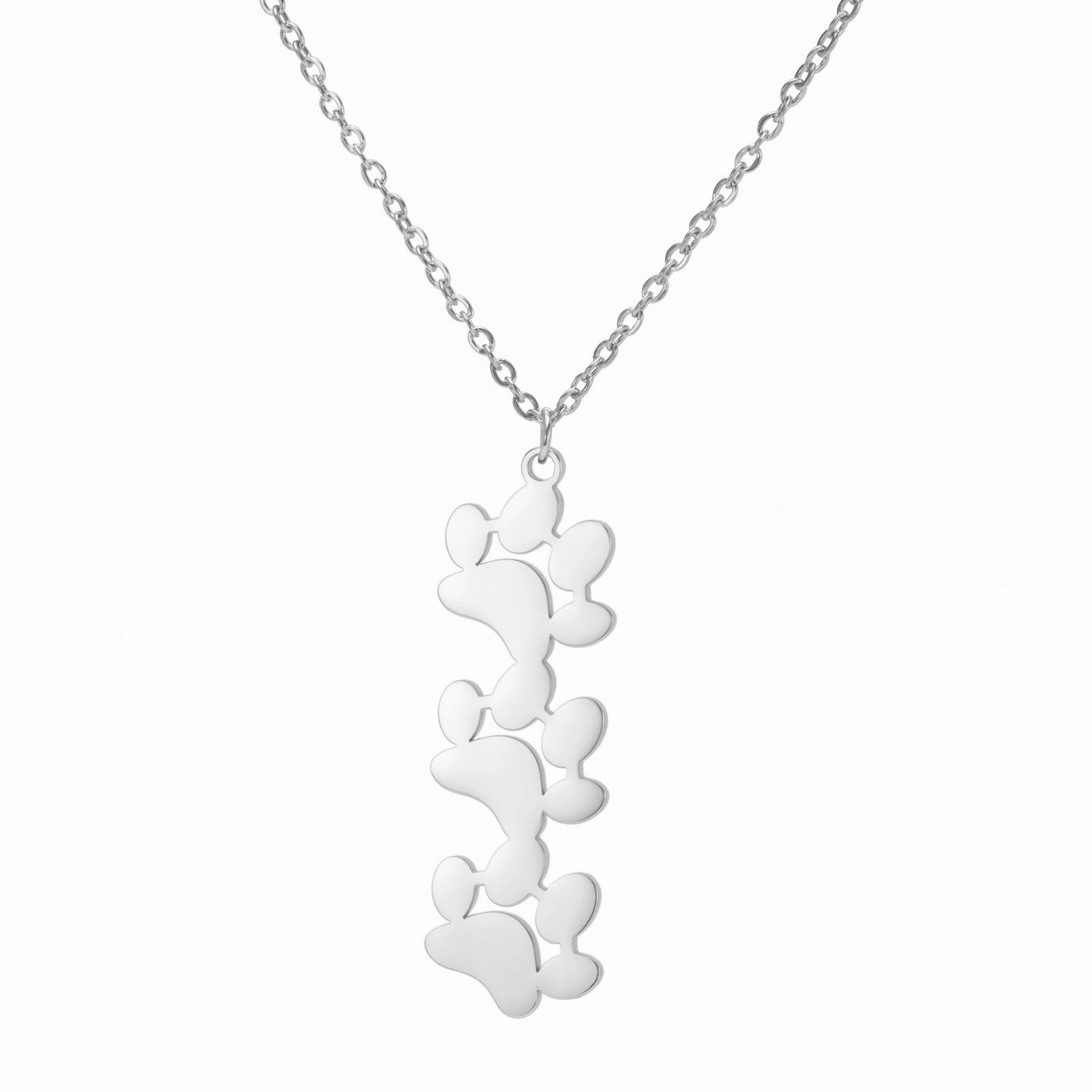 Wholesale Continuous Cat Paw Animal Footprint Pendant Stainless Steel Necklace