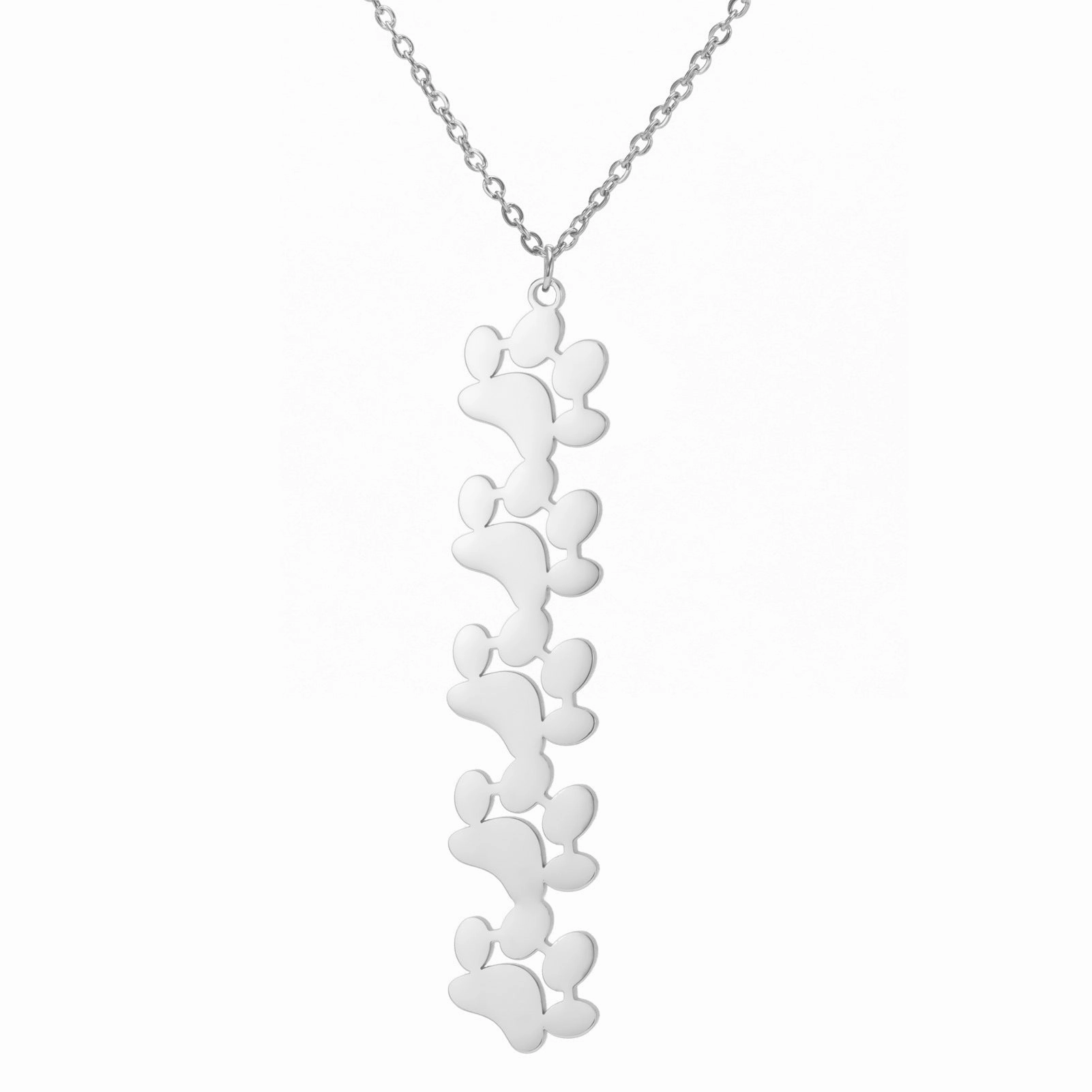 Wholesale Continuous Cat Paw Animal Footprint Pendant Stainless Steel Necklace