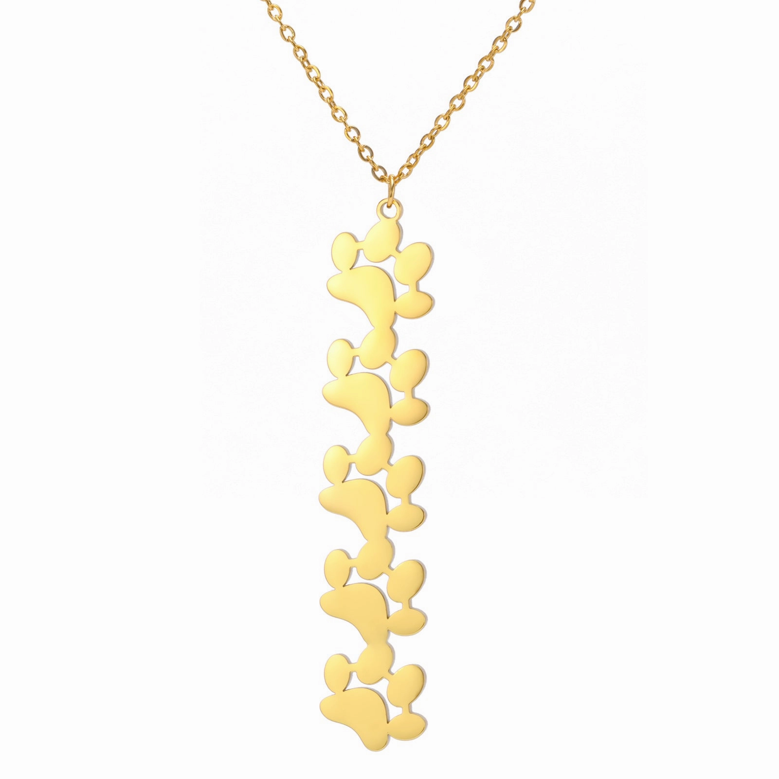 Wholesale Continuous Cat Paw Animal Footprint Pendant Stainless Steel Necklace