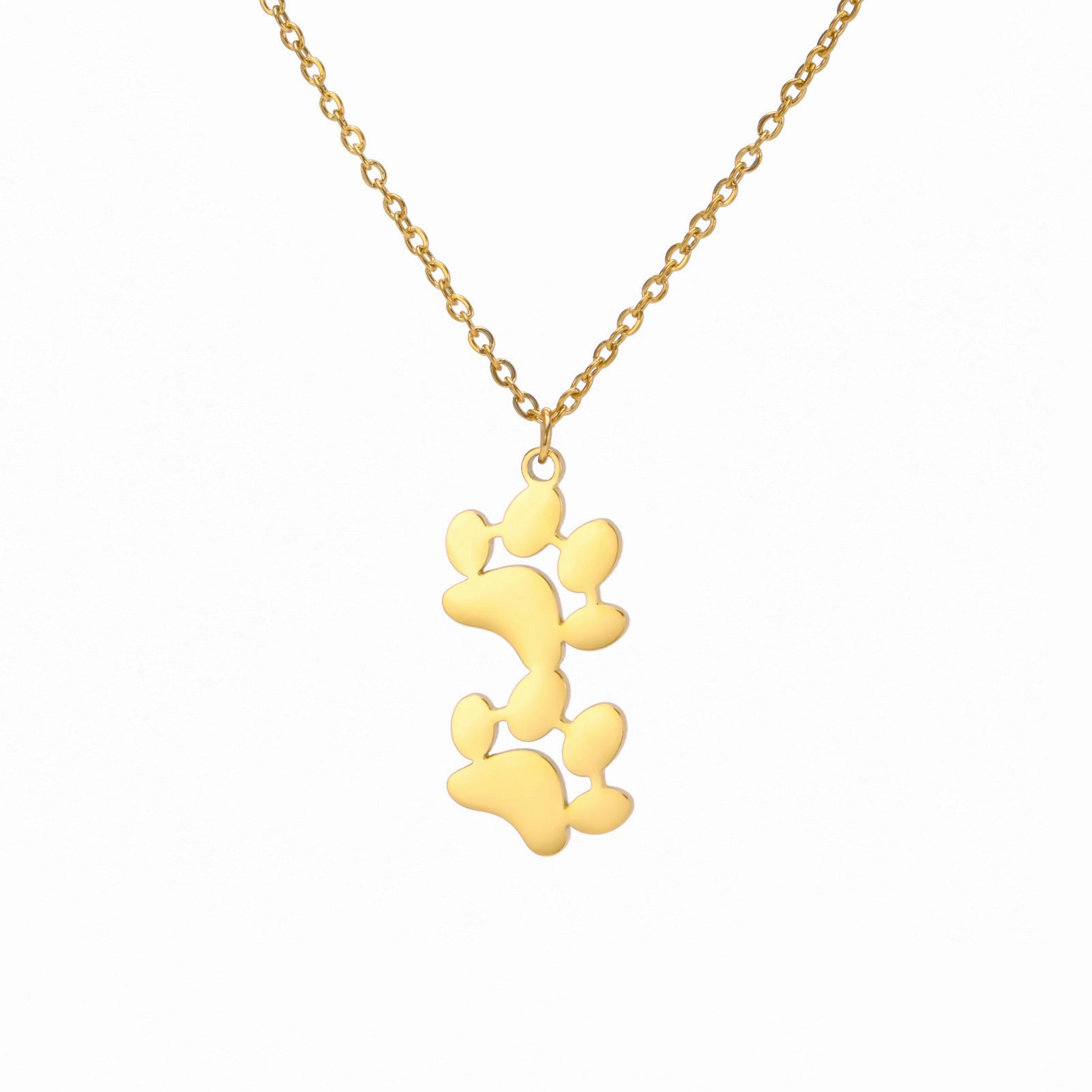Wholesale Continuous Cat Paw Animal Footprint Pendant Stainless Steel Necklace