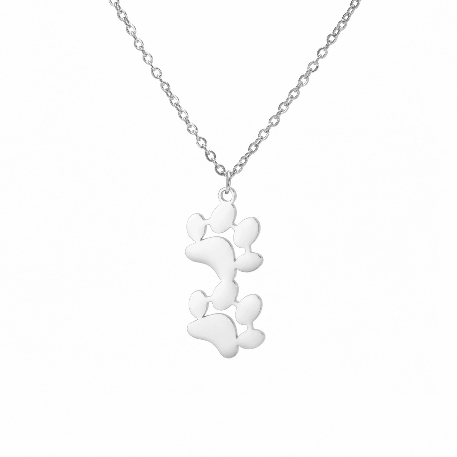 Wholesale Continuous Cat Paw Animal Footprint Pendant Stainless Steel Necklace