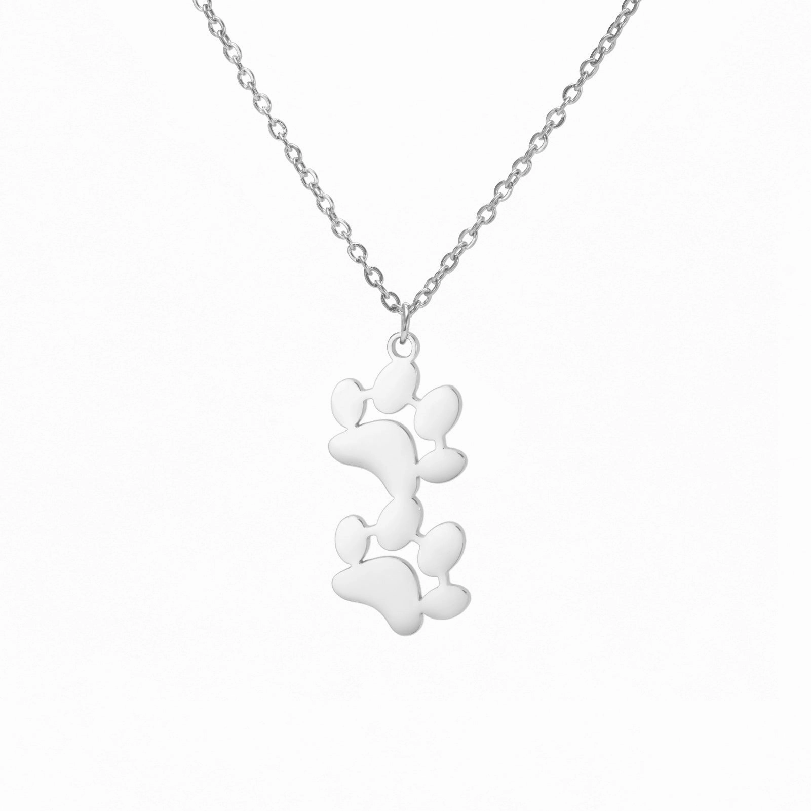Wholesale Continuous Cat Paw Animal Footprint Pendant Stainless Steel Necklace