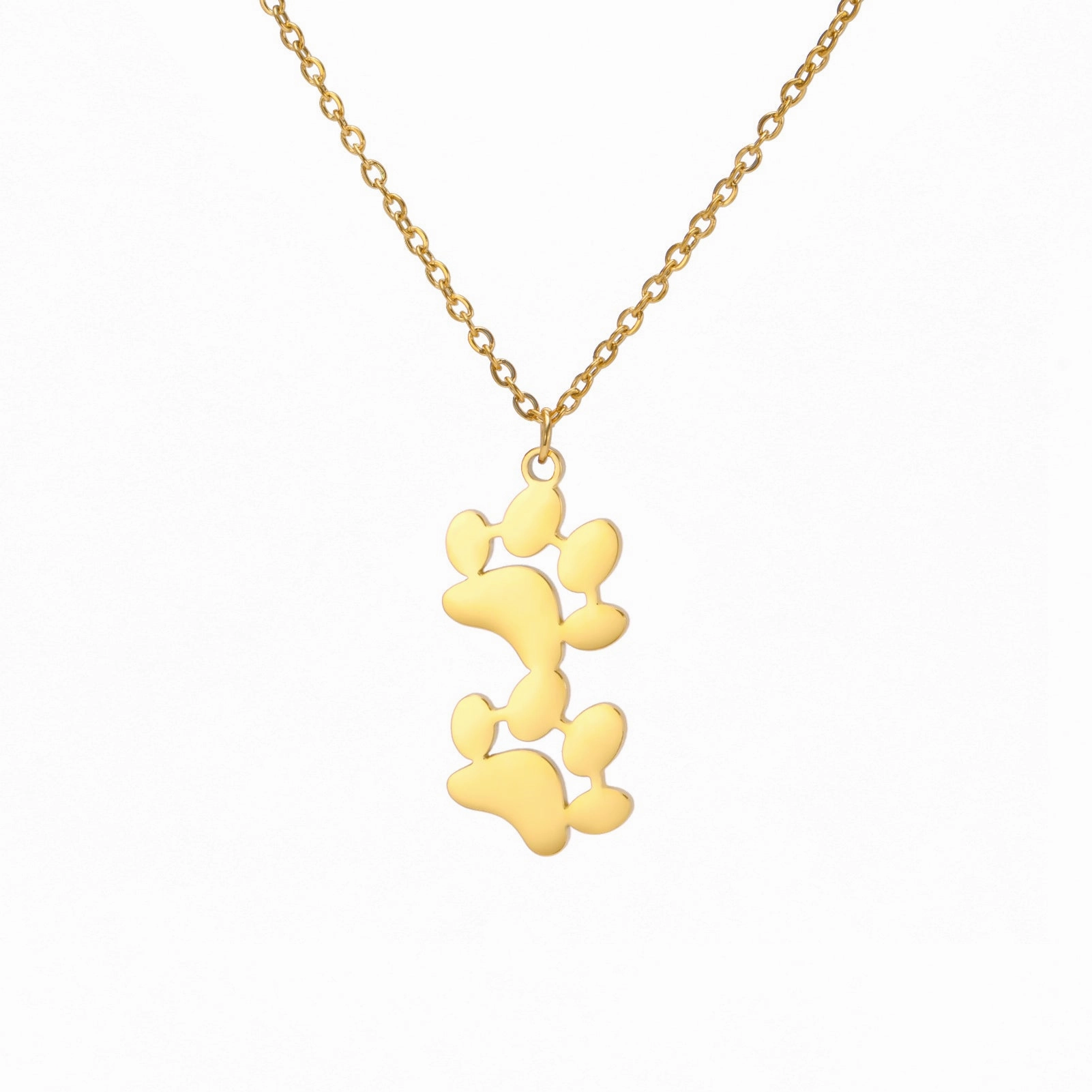 Wholesale Continuous Cat Paw Animal Footprint Pendant Stainless Steel Necklace