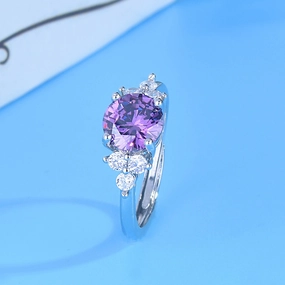 Wholesale Copper 1 Carat Purple Diamond Ring