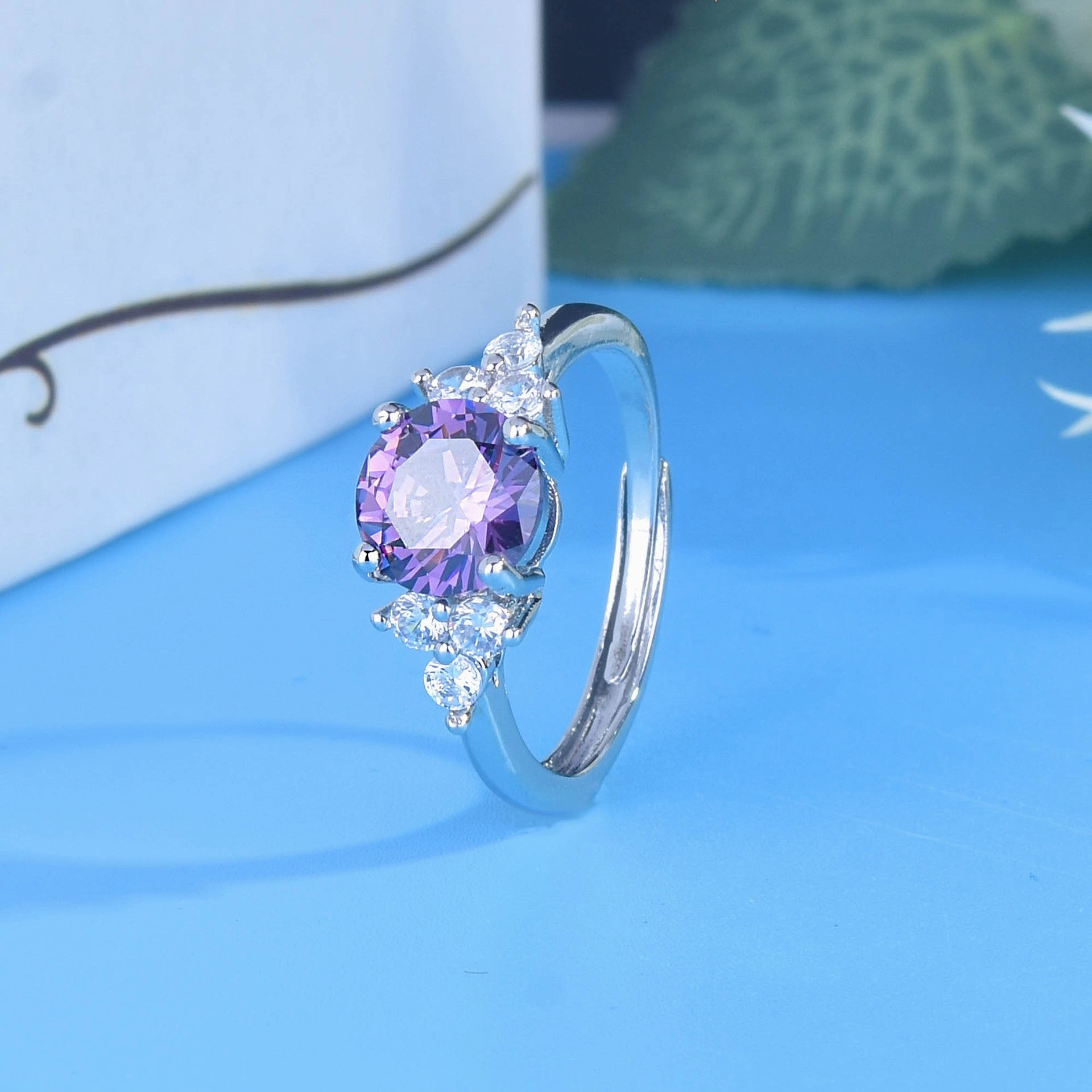 Wholesale Copper 1 Carat Purple Diamond Ring