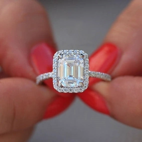 Wholesale Copper 3.5 Carat Simulated Zircon Rectangular Ring