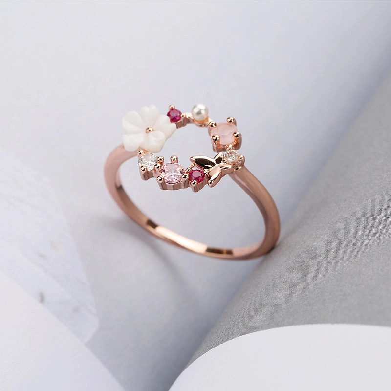 Wholesale Copper Butterfly Flower Rings