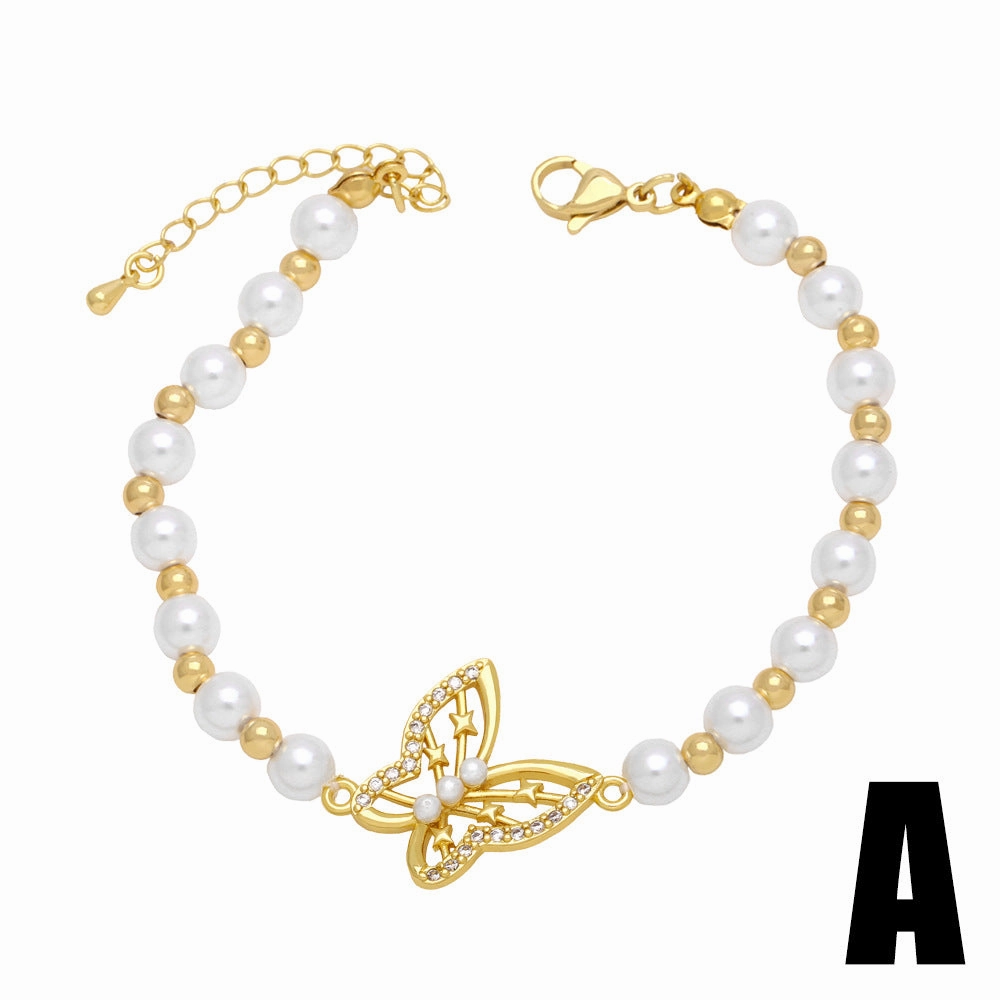 Wholesale Copper Butterfly Pearl Bracelet