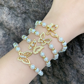Wholesale Copper Butterfly Pearl Bracelet