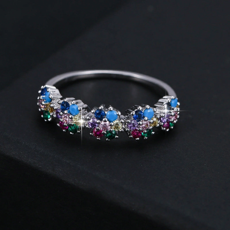 Wholesale Copper Color Zircon Flower Ring