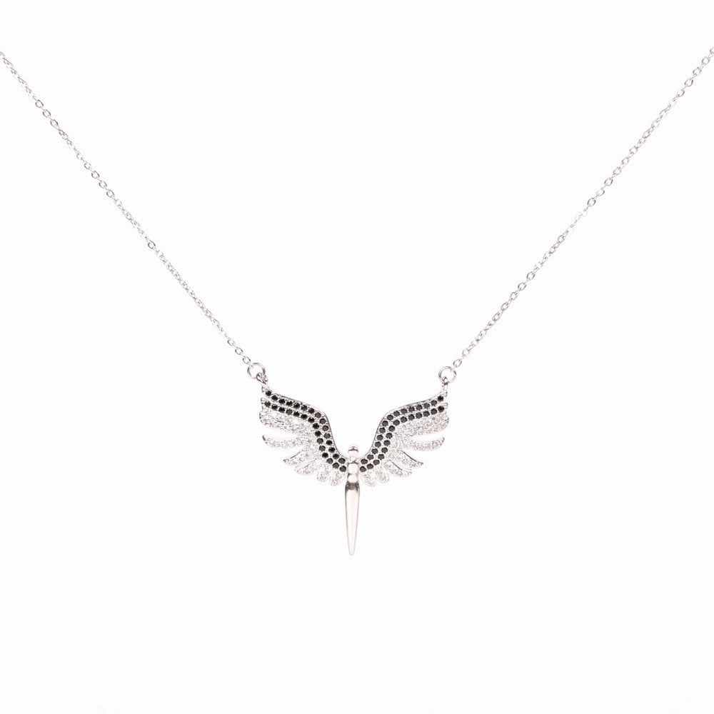 Wholesale Copper Diamond Angel Wings Pendant Creative Necklace