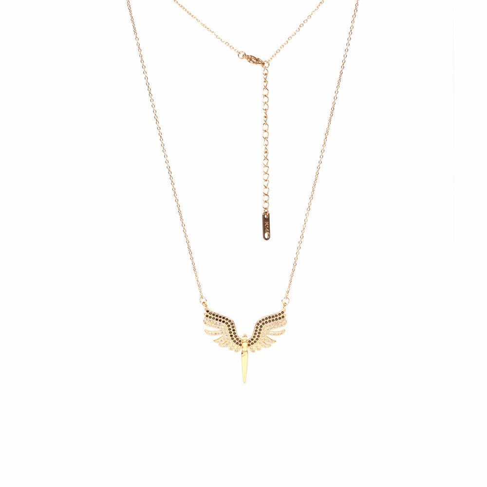 Wholesale Copper Diamond Angel Wings Pendant Creative Necklace