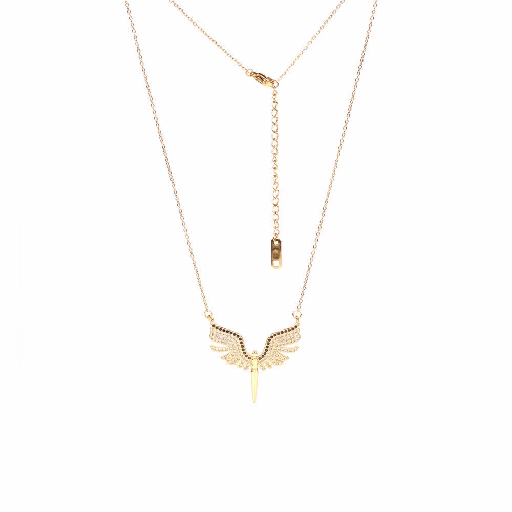 Wholesale Copper Diamond Angel Wings Pendant Creative Necklace
