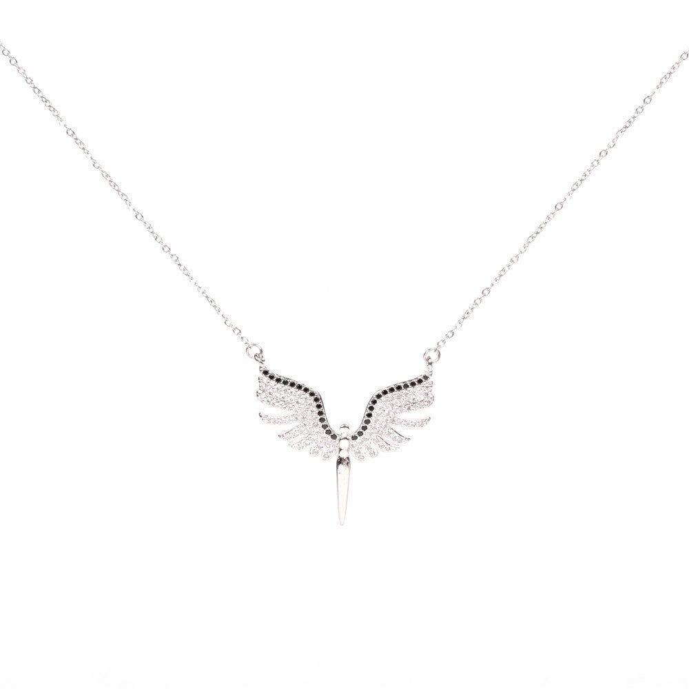 Wholesale Copper Diamond Angel Wings Pendant Creative Necklace