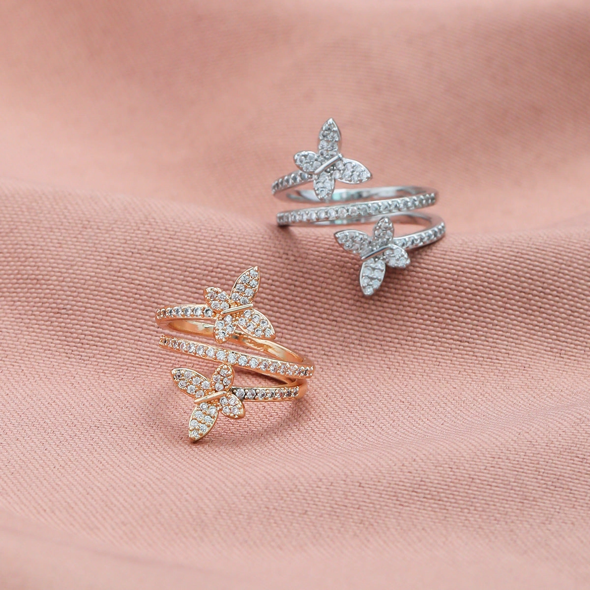 Wholesale Copper Diamond Butterfly Ring