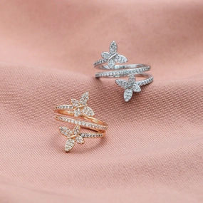 Wholesale Copper Diamond Butterfly Ring