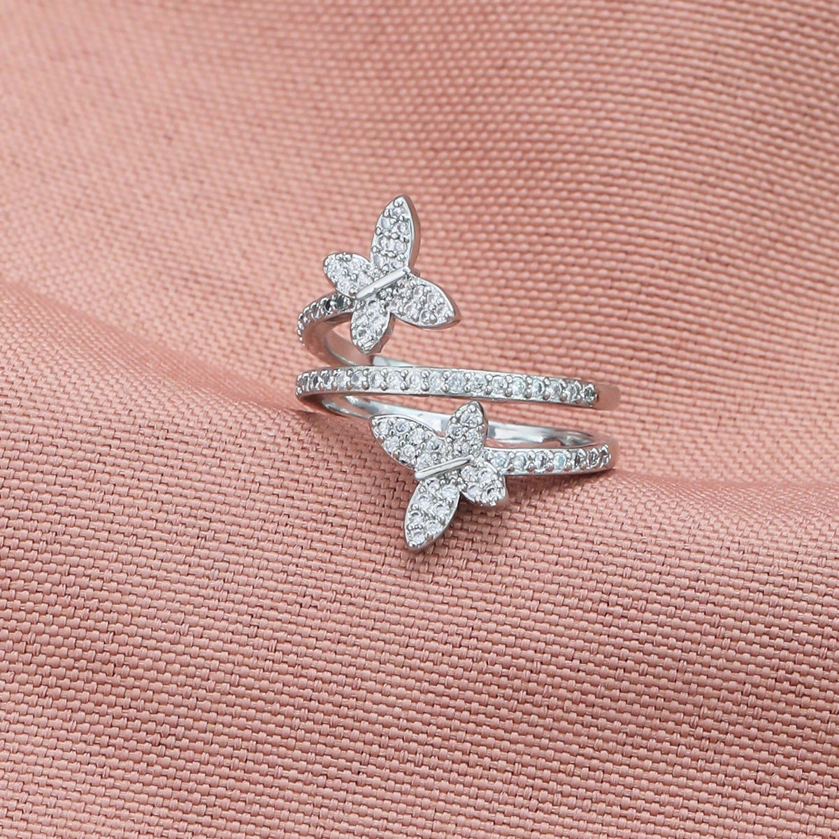 Wholesale Copper Diamond Butterfly Ring