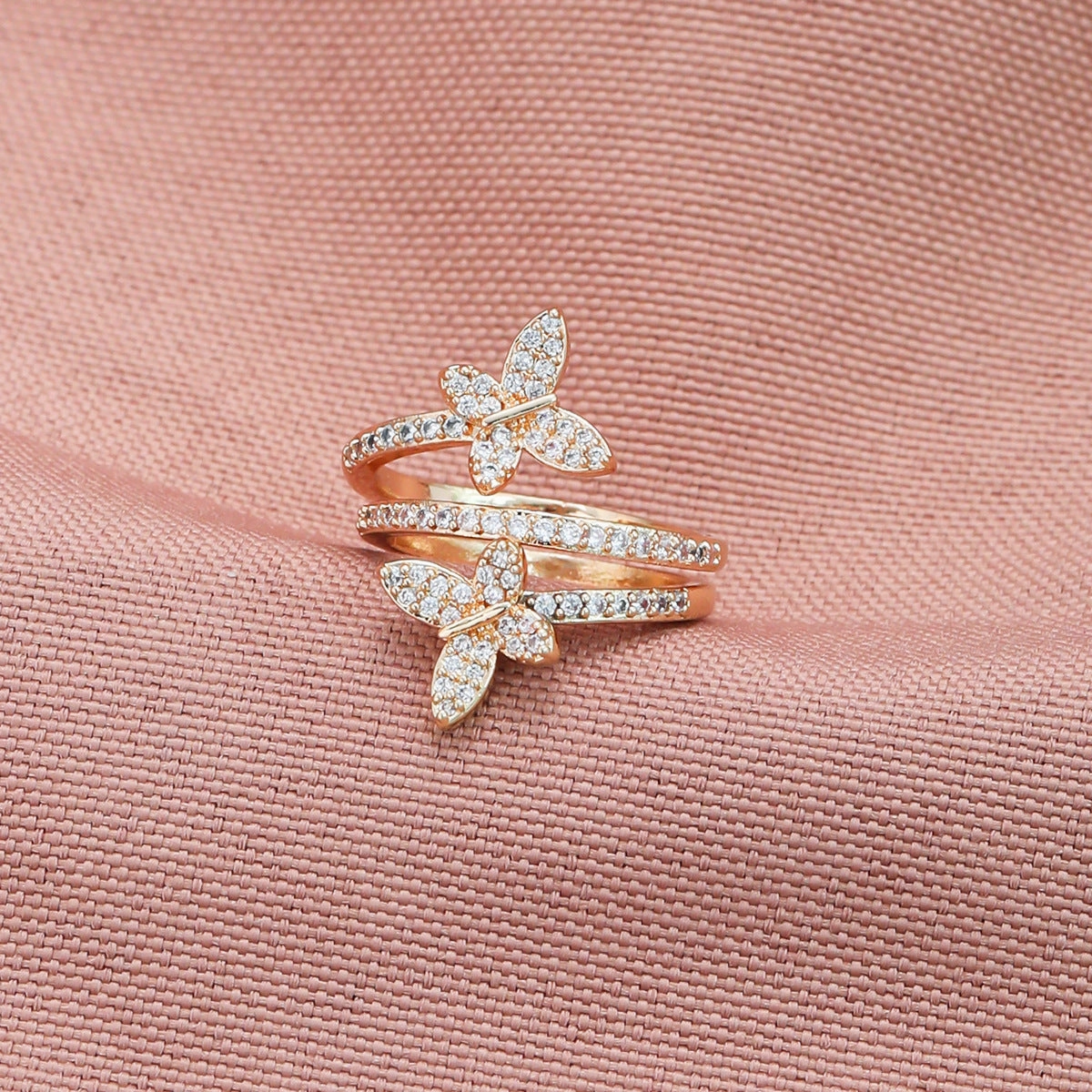 Wholesale Copper Diamond Butterfly Ring