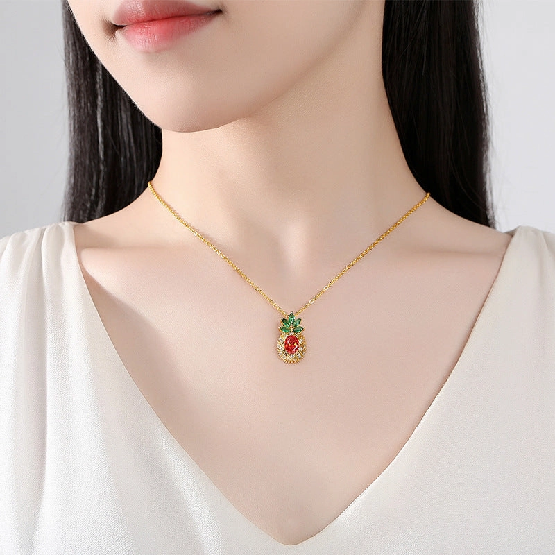 Wholesale Copper Diamond Carrot Pendant Creative Necklace