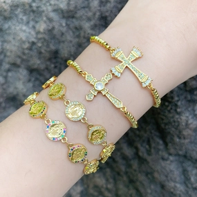 Wholesale Copper Diamond Cross Bracelet