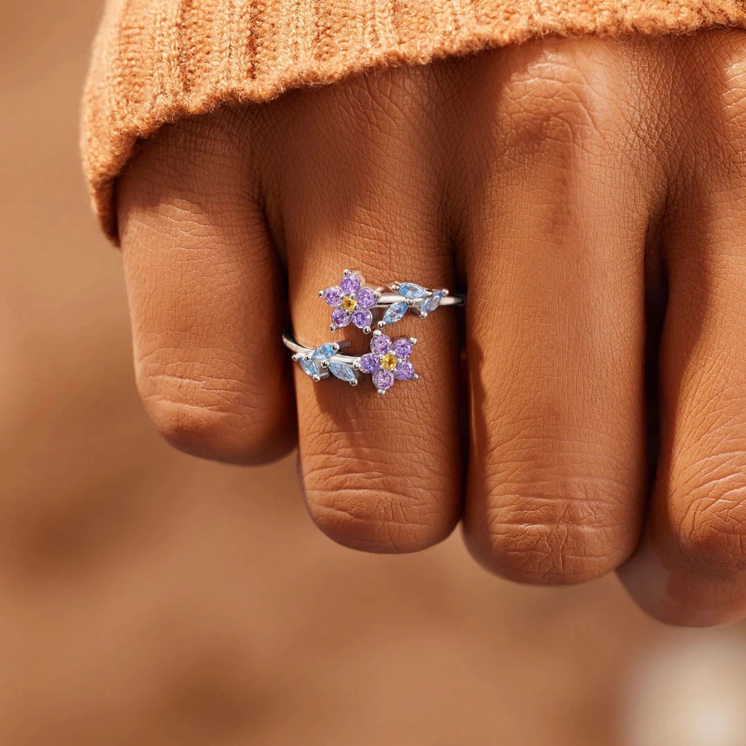 Wholesale Copper Flower Leaves Open Ring