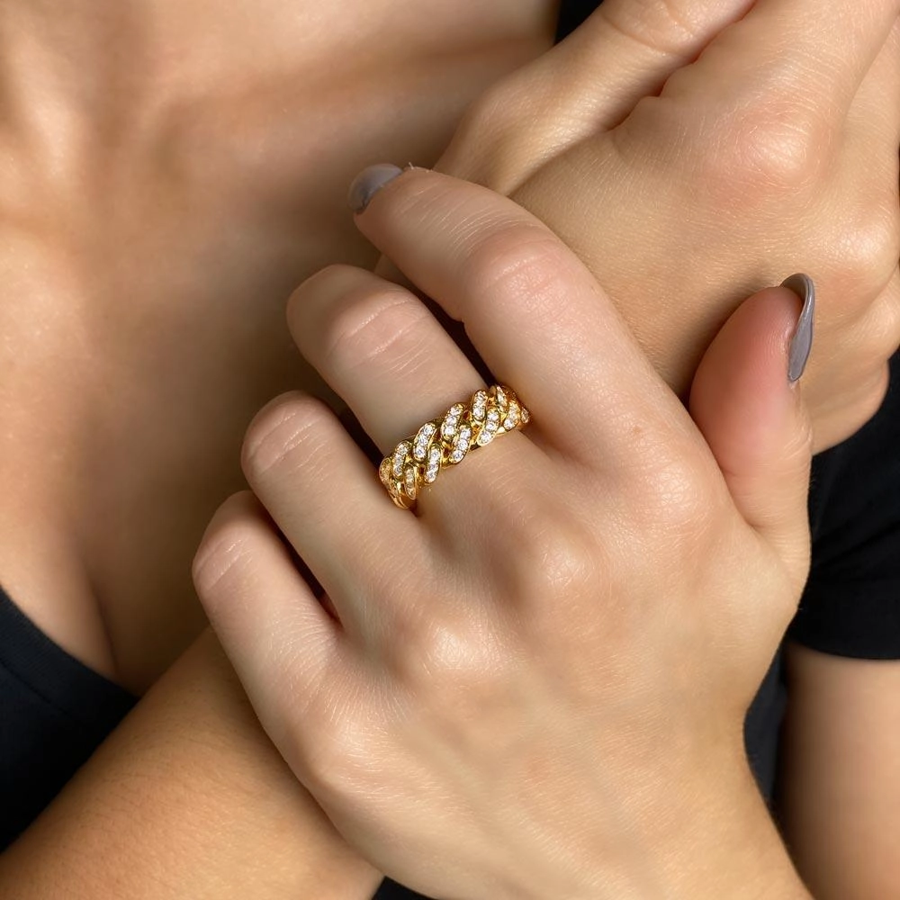Wholesale Copper Gold Plated Gold Plated 8mm Chain Ring