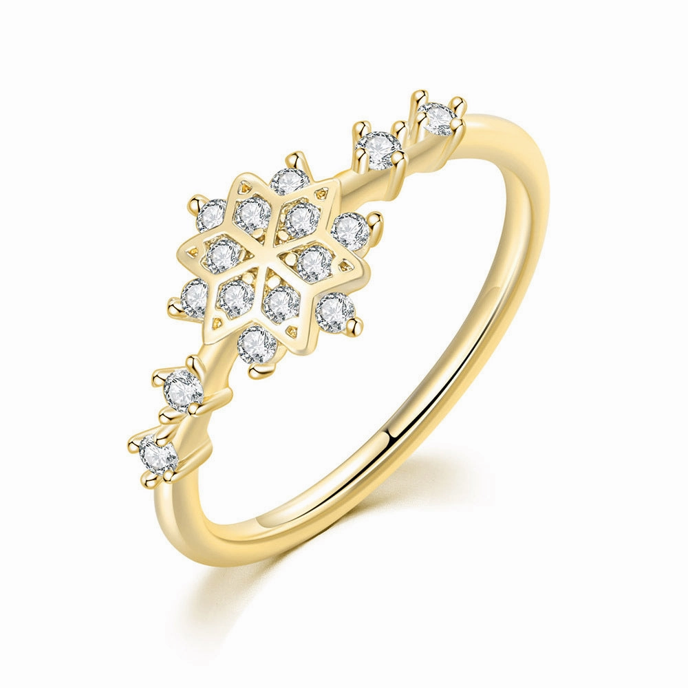 Wholesale Copper Gold Plated Hexagram Snowflake Ring