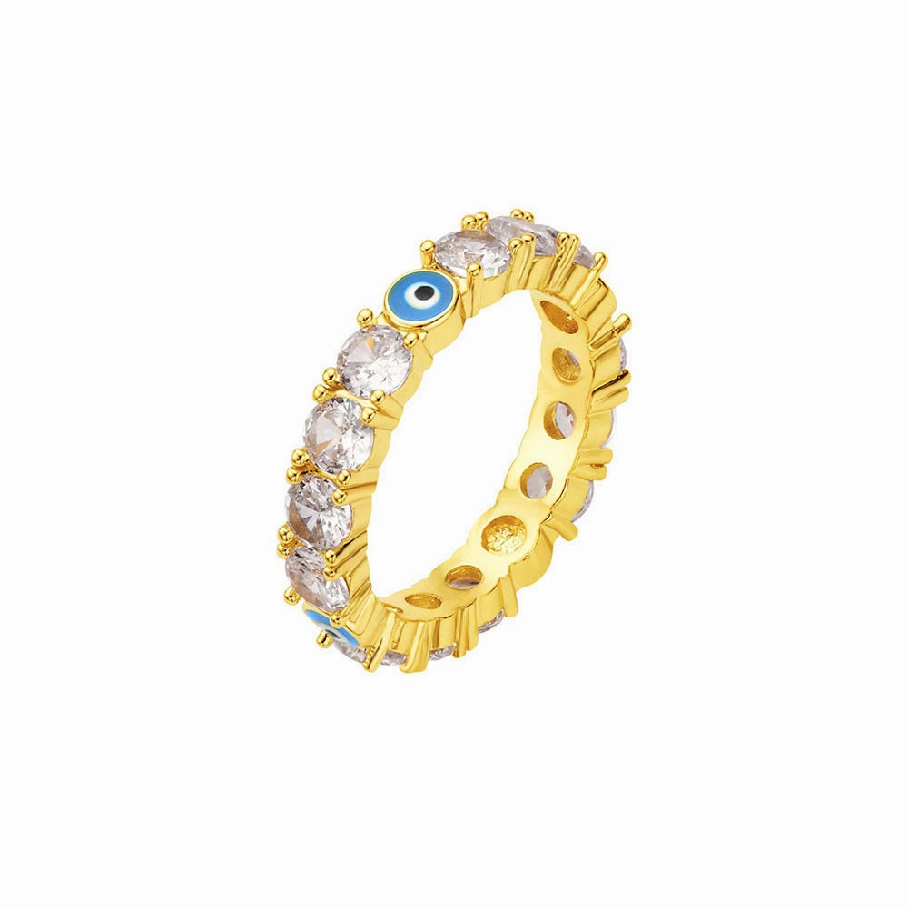Wholesale Copper Gold Plated Micro-paved Zircon Eye Oil Drip Ring