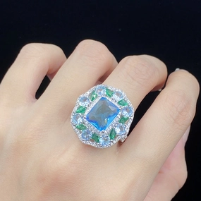 Wholesale Copper Imitation Mosang Ring Set