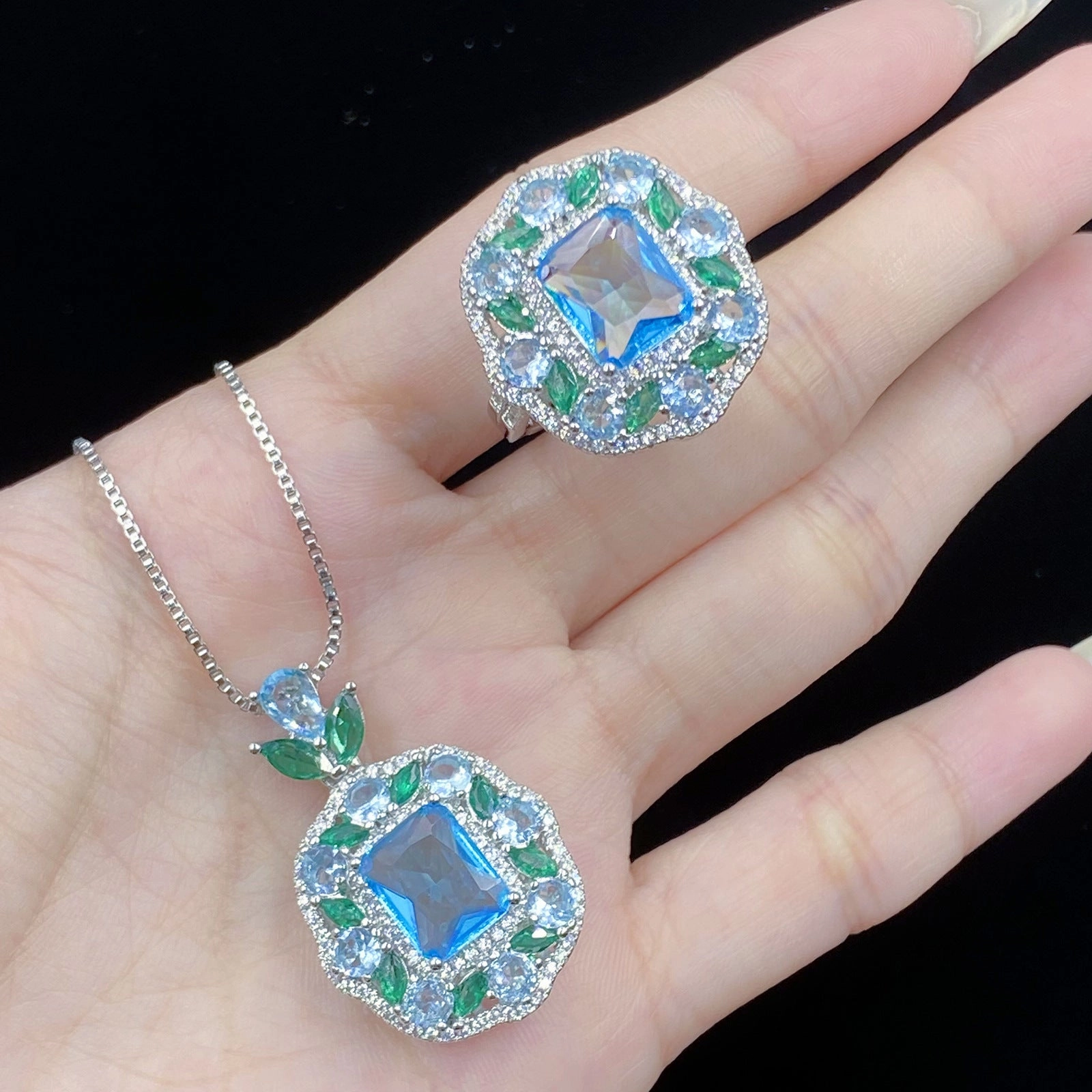 Wholesale Copper Imitation Mosang Ring Set