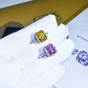 Wholesale Copper Inlaid Yellow Diamond Two-Tone Ring