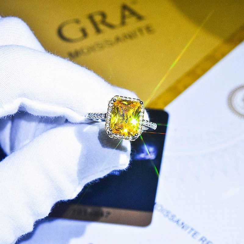Wholesale Copper Inlaid Yellow Diamond Two-Tone Ring