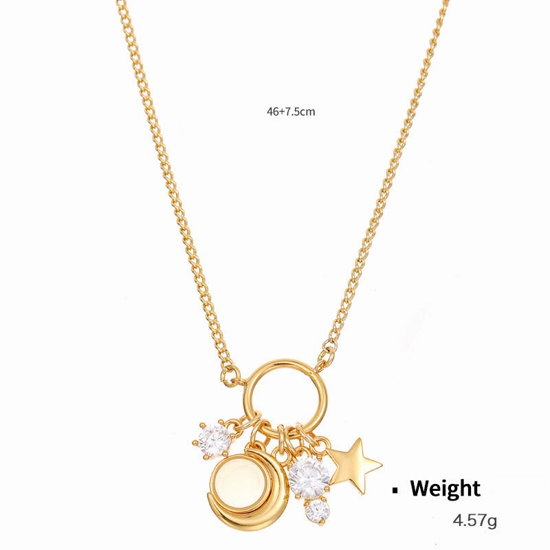 Wholesale Copper Inlaid Zirconium Plated Genuine Gold Multi-layer Stacked Necklace Collarbone Chain