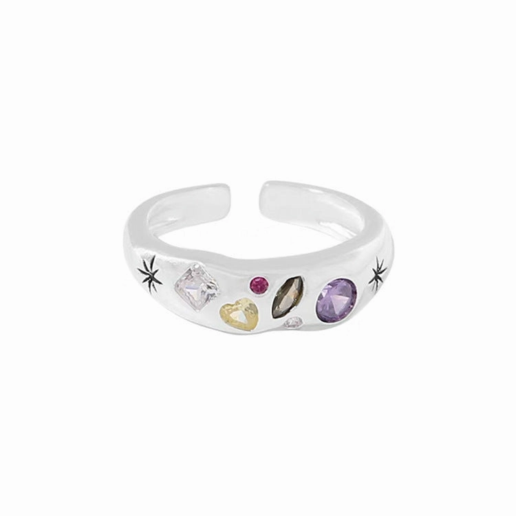Wholesale Copper Macaron Color Adjustable Heart Zircon Ring