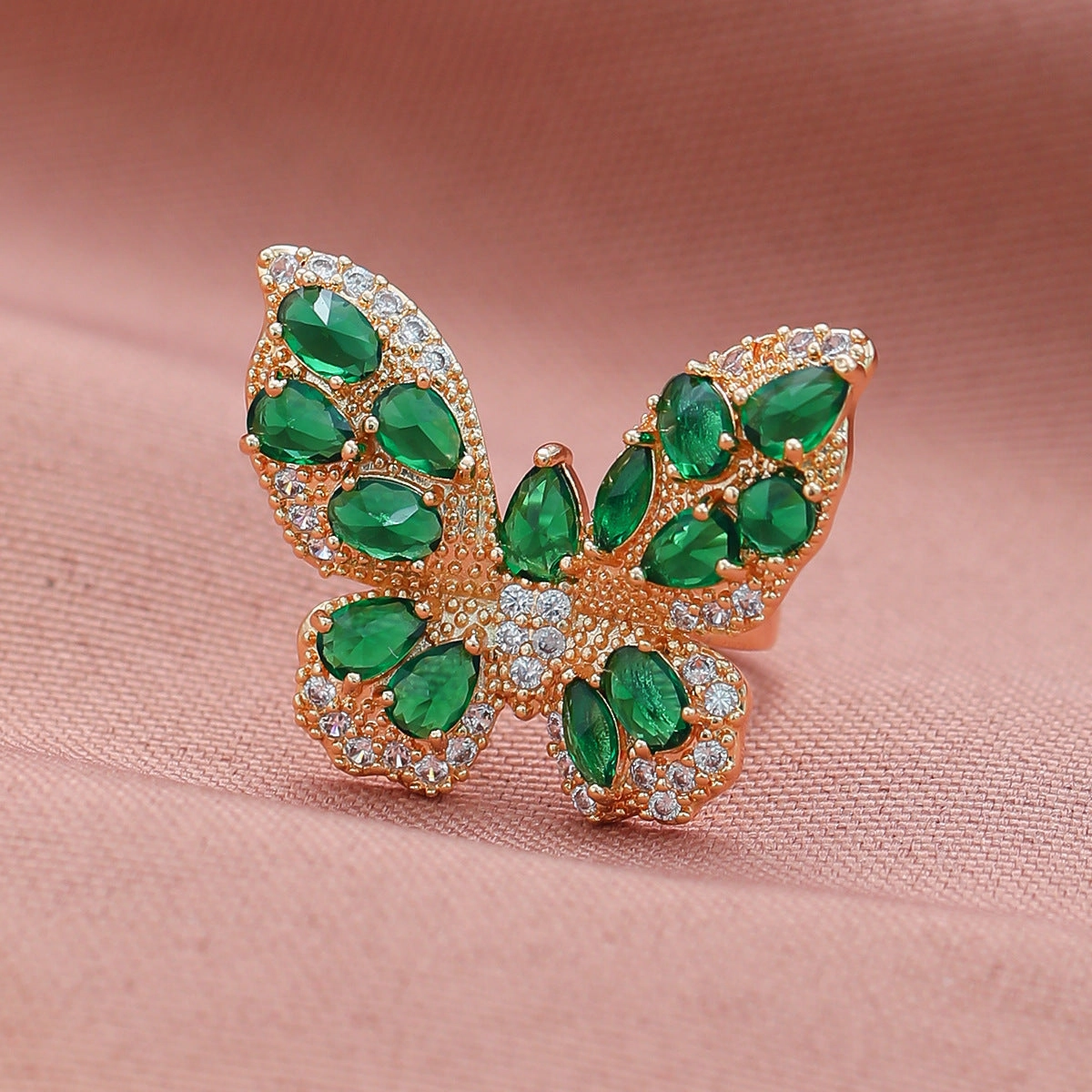Wholesale Copper Micro Inlaid Zircon Butterfly Ring