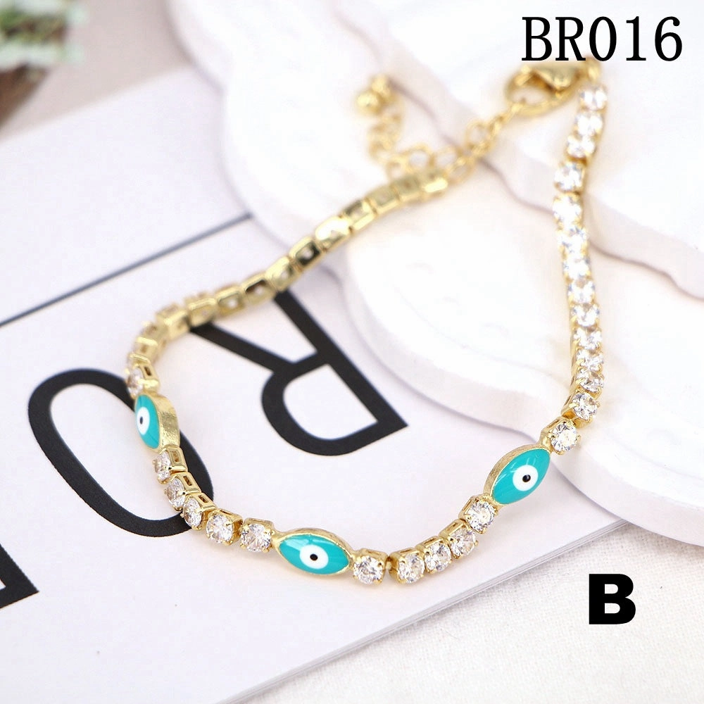 Wholesale Copper Micro Paved Zircon Oil Drip Devil Eye Tennis Bracelet