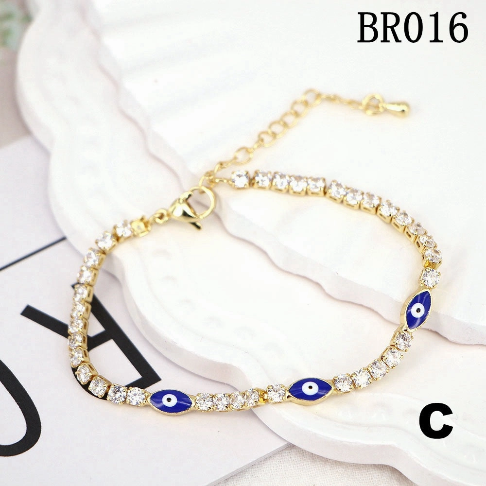 Wholesale Copper Micro Paved Zircon Oil Drip Devil Eye Tennis Bracelet