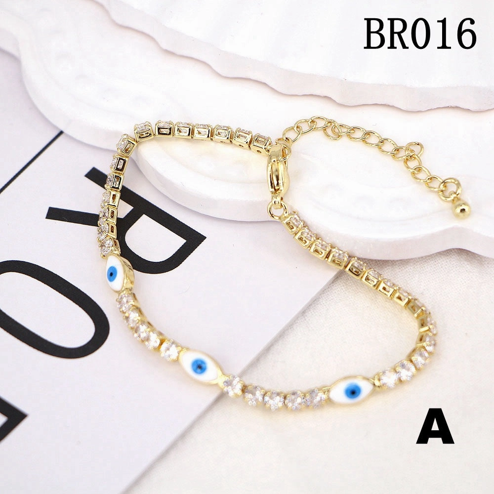 Wholesale Copper Micro Paved Zircon Oil Drip Devil Eye Tennis Bracelet