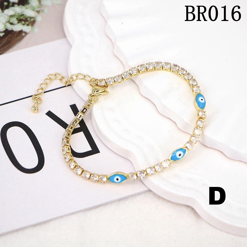 Wholesale Copper Micro Paved Zircon Oil Drip Devil Eye Tennis Bracelet