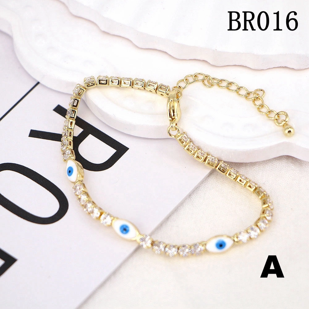 Wholesale Copper Micro Paved Zircon Oil Drip Devil Eye Tennis Bracelet