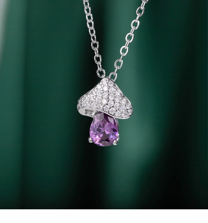 Wholesale Copper Mushroom Crystal Pendant Necklace