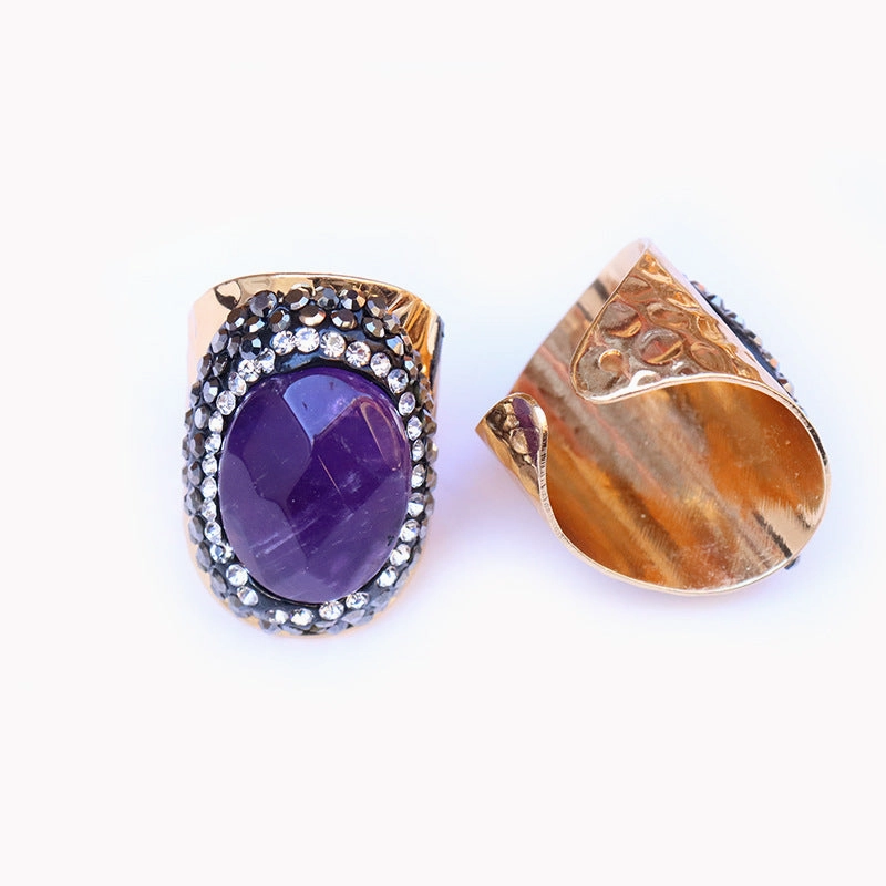 Wholesale Copper Natural Agate Stone Ring