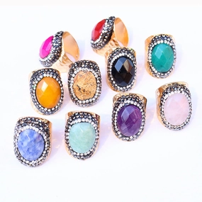 Wholesale Copper Natural Agate Stone Ring