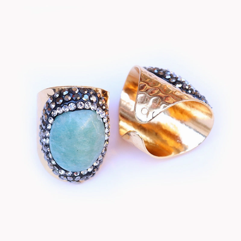 Wholesale Copper Natural Agate Stone Ring