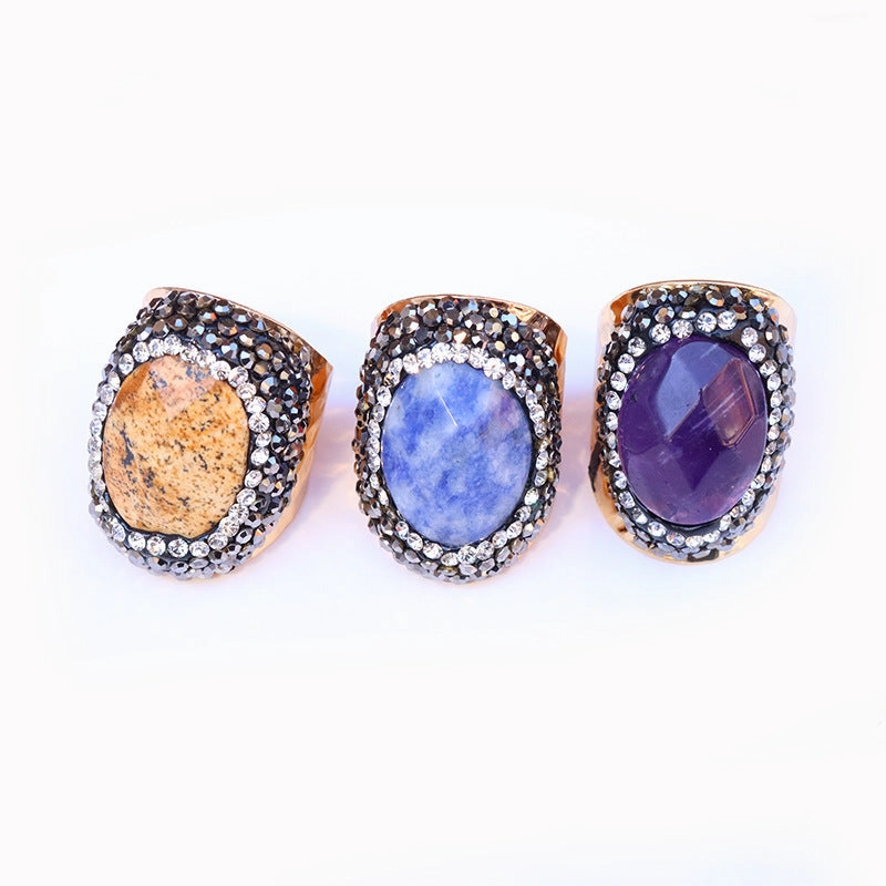 Wholesale Copper Natural Agate Stone Ring