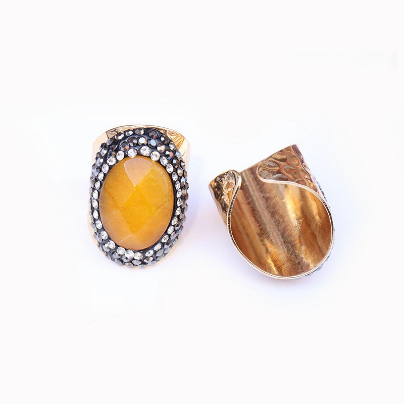 Wholesale Copper Natural Agate Stone Ring