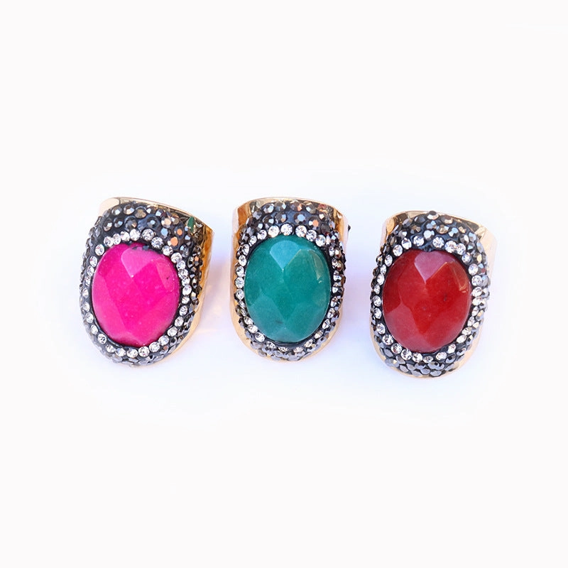 Wholesale Copper Natural Agate Stone Ring