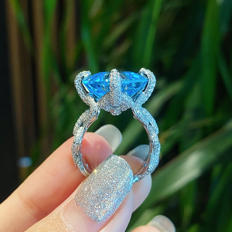 Wholesale Copper Natural Aquamarine Topaz Ring