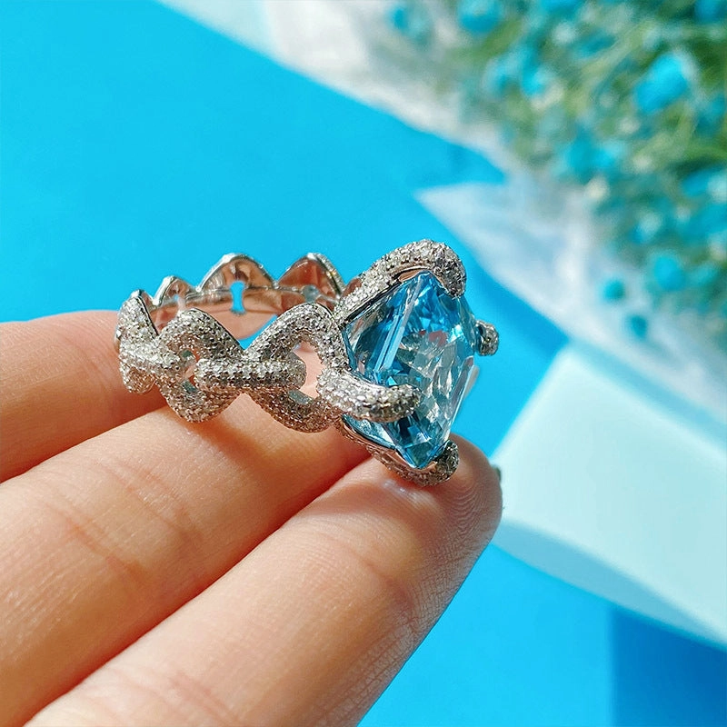 Wholesale Copper Natural Aquamarine Topaz Ring