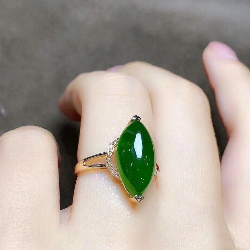 Wholesale Copper Olive Shaped Imitation Mosang Diamond Rings